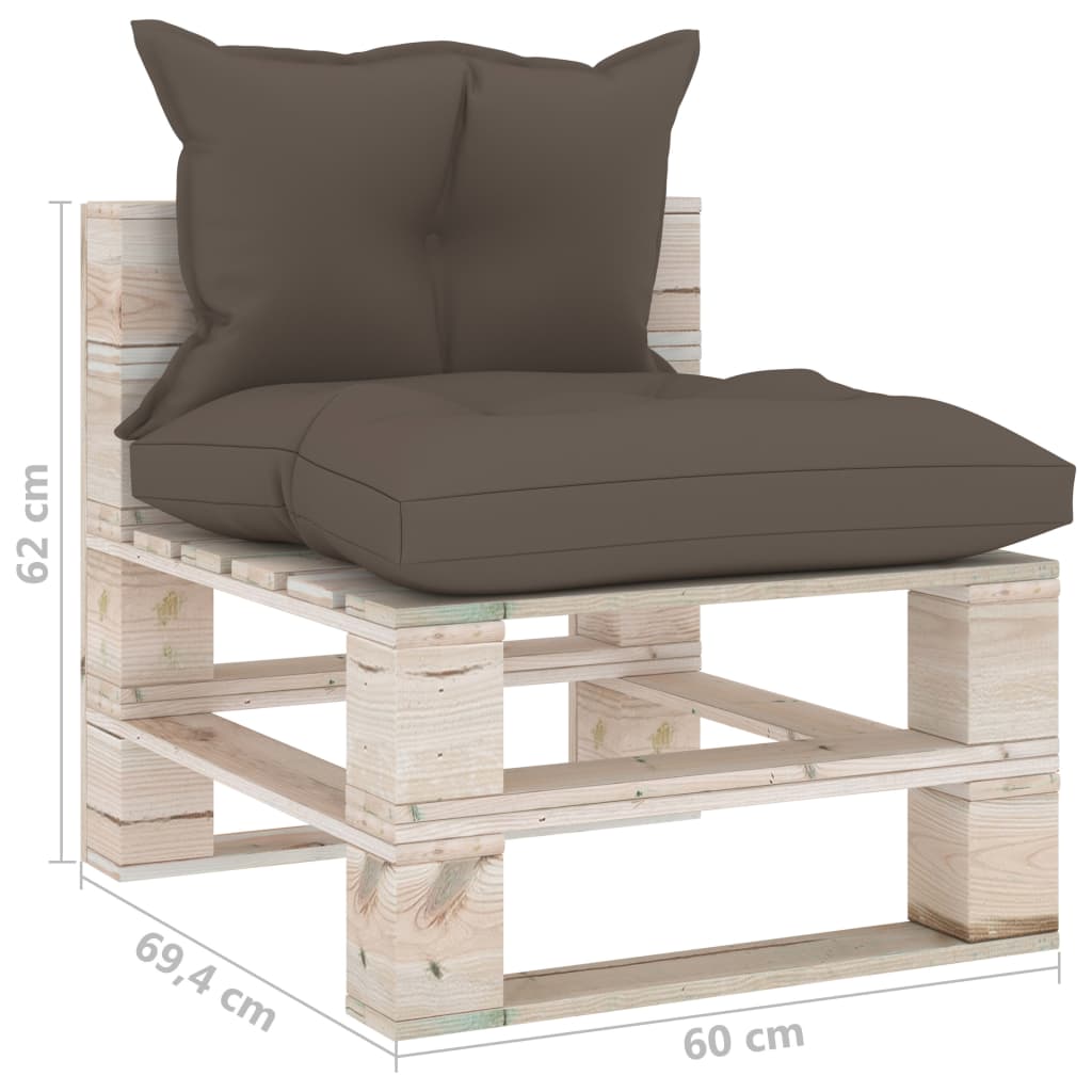 Garten-Paletten-Mittelsofa mit Kissen Kiefernholz