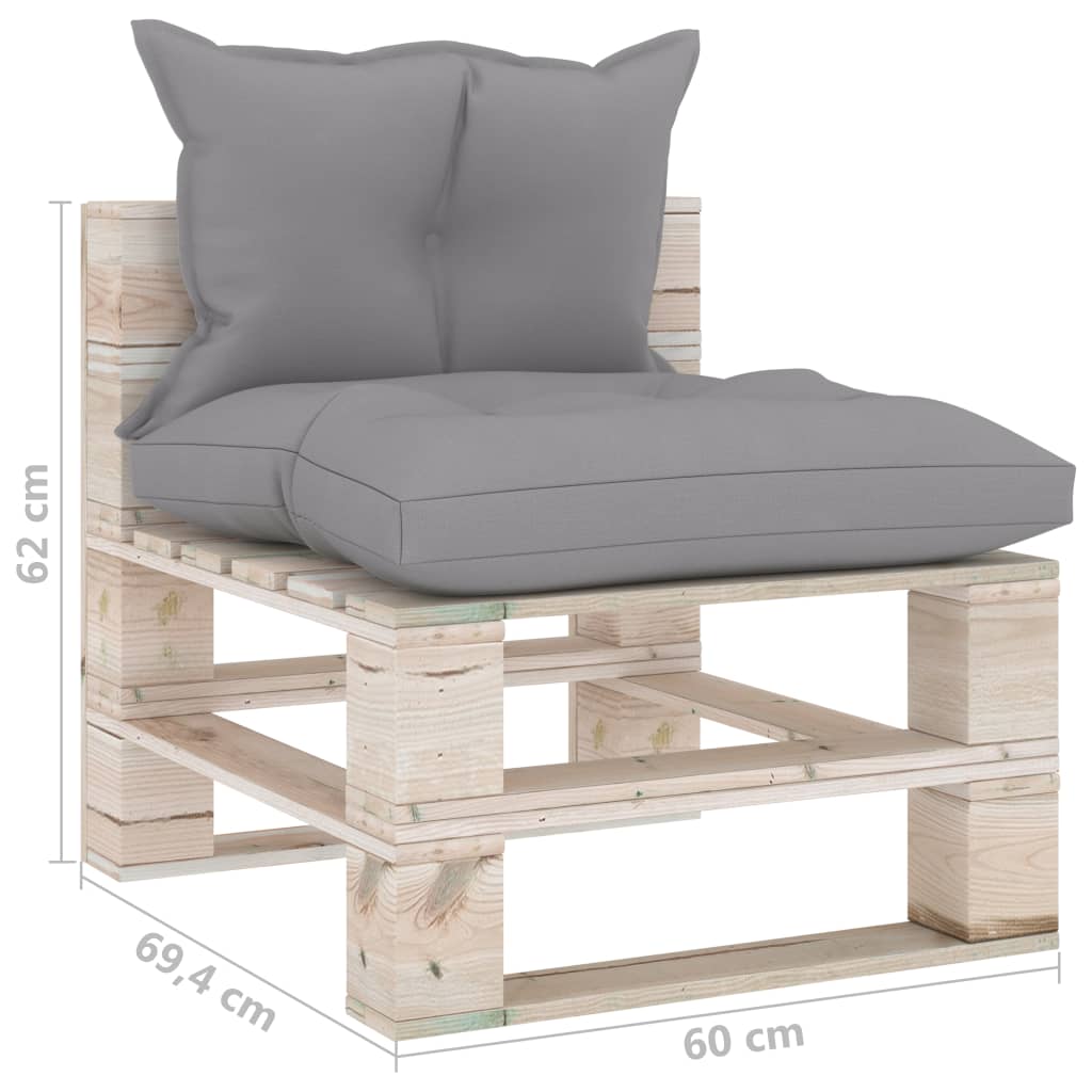 Garten-Paletten-Mittelsofa mit Kissen Kiefernholz