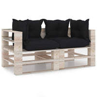 Thumbnail for Garten-Palettensofa 2-Sitzer mit Kissen Kiefernholz