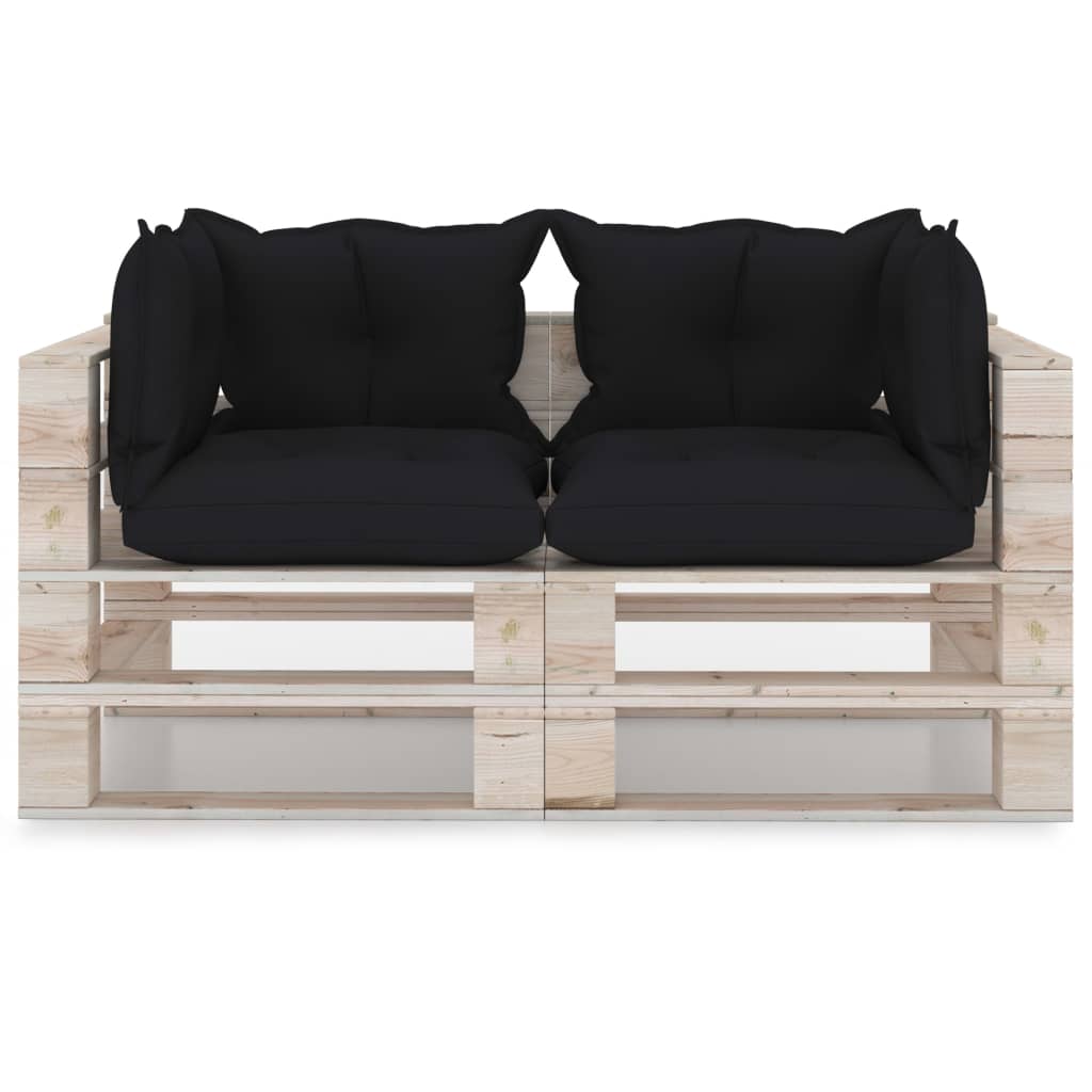 Garten-Palettensofa 2-Sitzer mit Kissen Kiefernholz