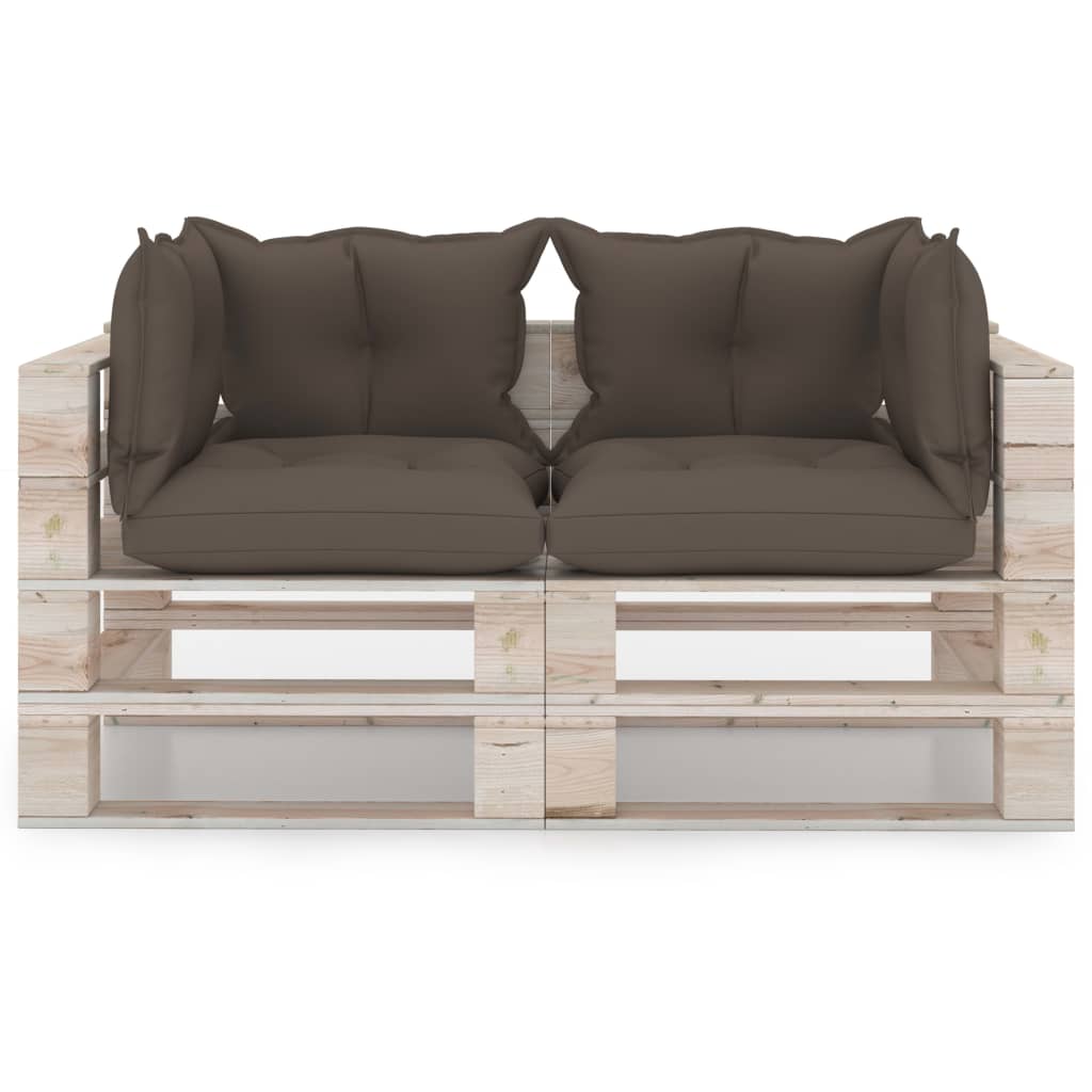Garten-Palettensofa 2-Sitzer mit Kissen Kiefernholz