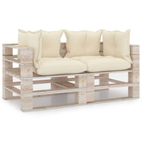 Thumbnail for Garten-Palettensofa 2-Sitzer mit Kissen Kiefernholz