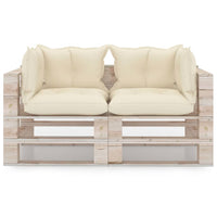 Thumbnail for Garten-Palettensofa 2-Sitzer mit Kissen Kiefernholz