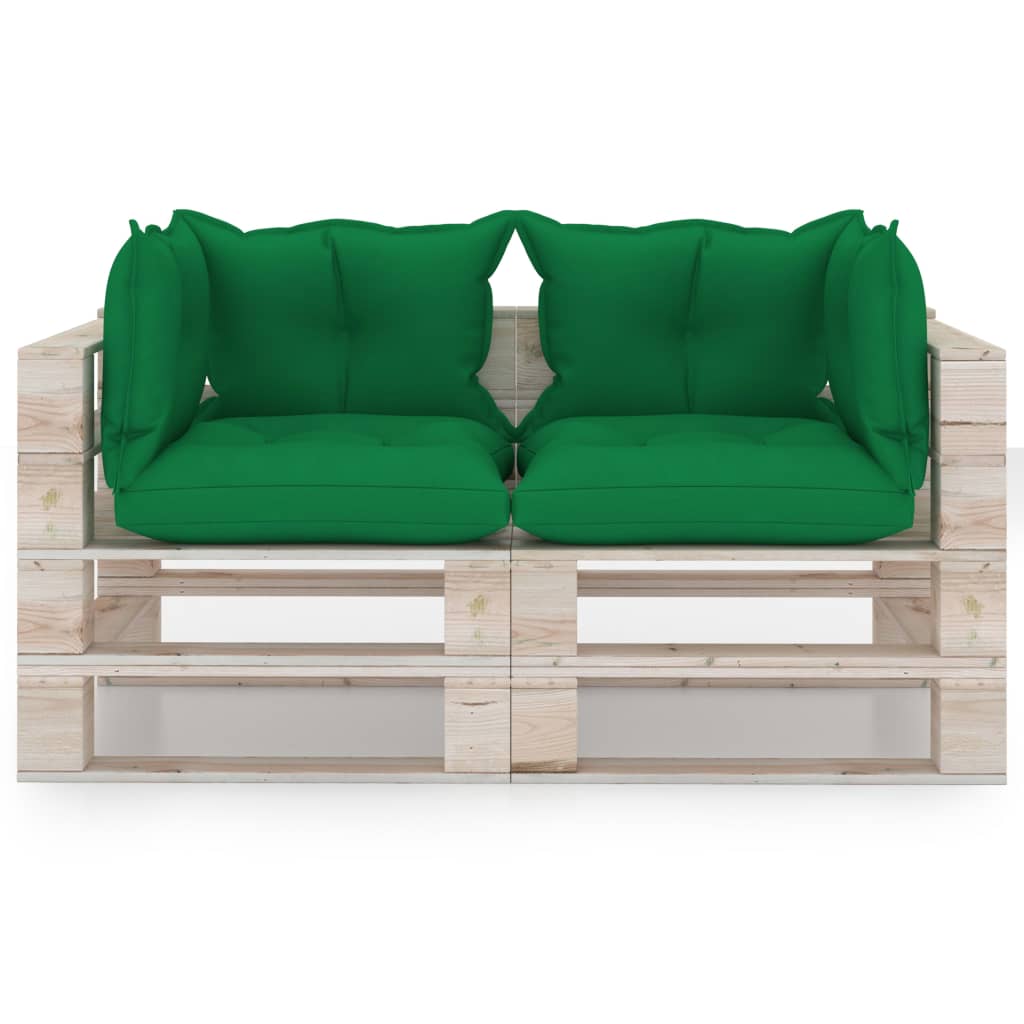 Garten-Palettensofa 2-Sitzer mit Kissen Kiefernholz