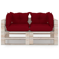 Thumbnail for Garten-Palettensofa 2-Sitzer mit Kissen Kiefernholz