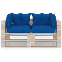Thumbnail for Garten-Palettensofa 2-Sitzer mit Kissen Kiefernholz