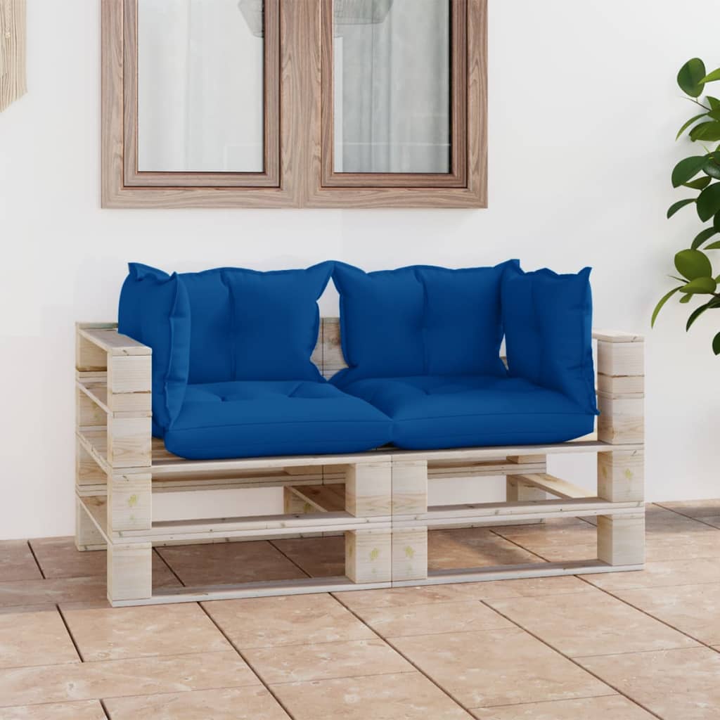 Garten-Palettensofa 2-Sitzer mit Kissen Kiefernholz
