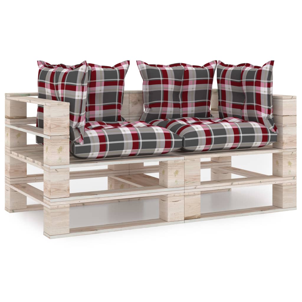 Garten-Palettensofa 2-Sitzer mit Kissen Kiefernholz