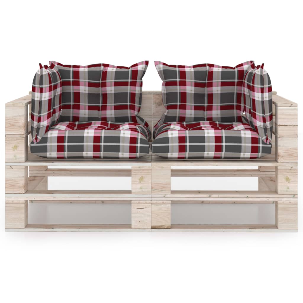 Garten-Palettensofa 2-Sitzer mit Kissen Kiefernholz