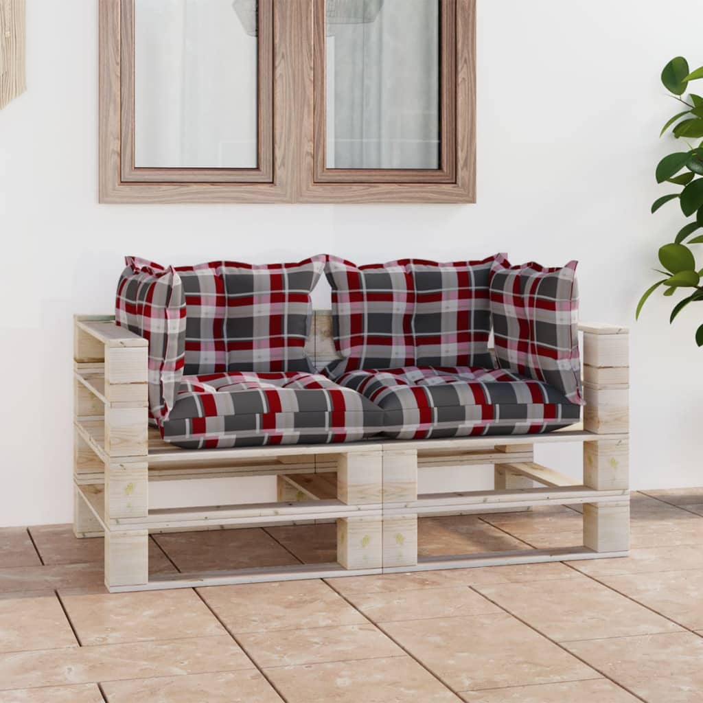 Garten-Palettensofa 2-Sitzer mit Kissen Kiefernholz
