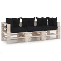 Thumbnail for Garten-Palettensofa 3-Sitzer mit Kissen Kiefernholz