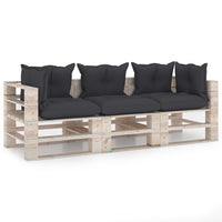 Thumbnail for Garten-Palettensofa 3-Sitzer mit Kissen Kiefernholz