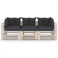 Thumbnail for Garten-Palettensofa 3-Sitzer mit Kissen Kiefernholz