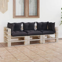 Thumbnail for Garten-Palettensofa 3-Sitzer mit Kissen Kiefernholz