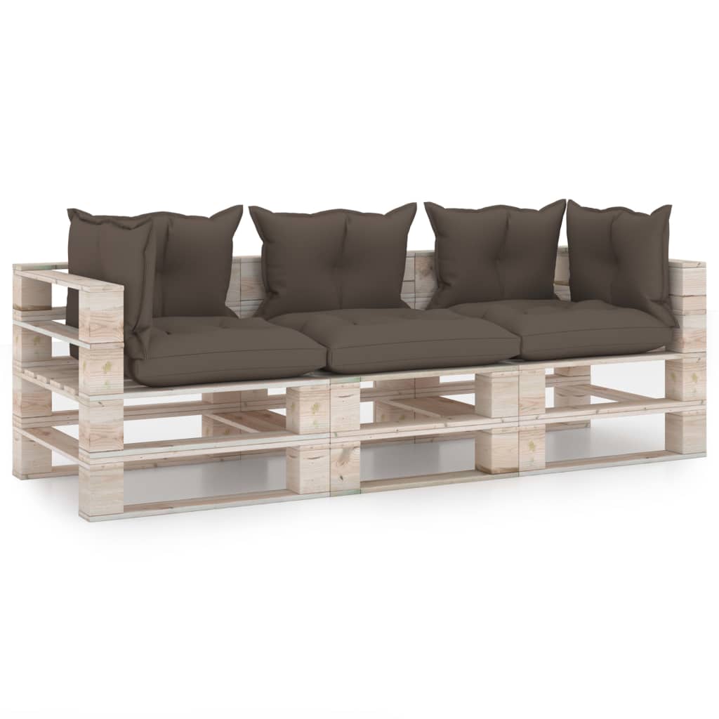 Garten-Palettensofa 3-Sitzer mit Kissen Kiefernholz