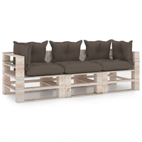Thumbnail for Garten-Palettensofa 3-Sitzer mit Kissen Kiefernholz