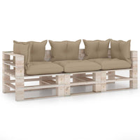 Thumbnail for Garten-Palettensofa 3-Sitzer mit Kissen Kiefernholz