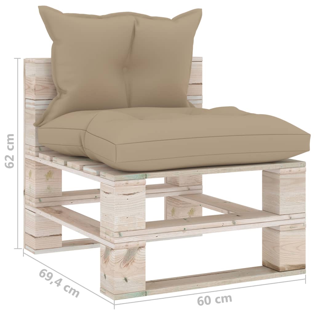 Garten-Palettensofa 3-Sitzer mit Kissen Kiefernholz