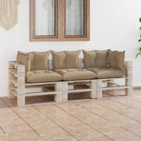 Thumbnail for Garten-Palettensofa 3-Sitzer mit Kissen Kiefernholz