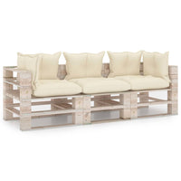 Thumbnail for Garten-Palettensofa 3-Sitzer mit Kissen Kiefernholz