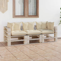 Thumbnail for Garten-Palettensofa 3-Sitzer mit Kissen Kiefernholz