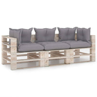 Thumbnail for Garten-Palettensofa 3-Sitzer mit Kissen Kiefernholz