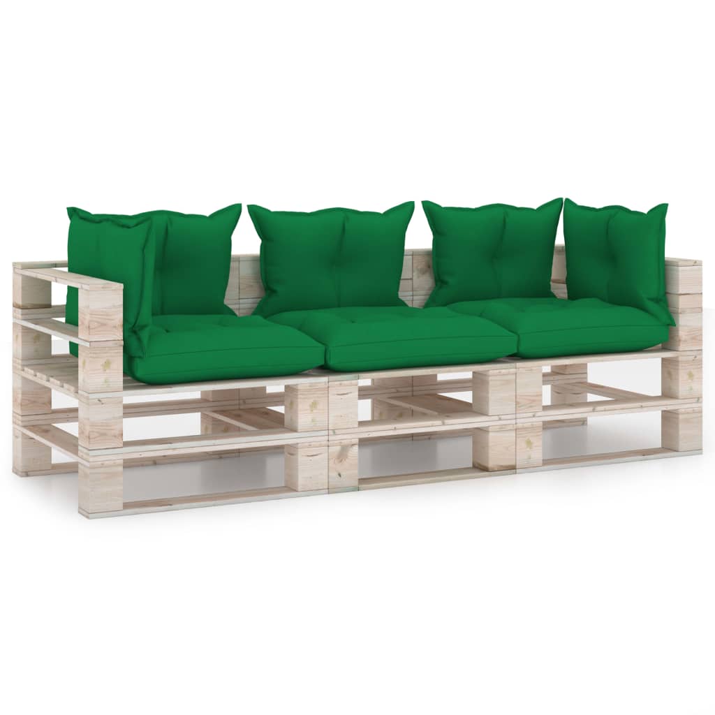 Garten-Palettensofa 3-Sitzer mit Kissen Kiefernholz