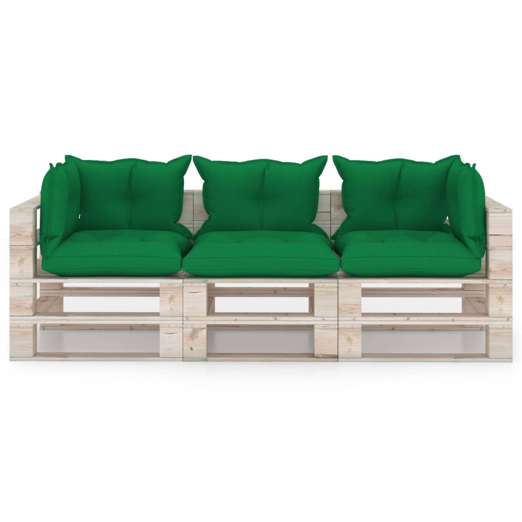 Garten-Palettensofa 3-Sitzer mit Kissen Kiefernholz