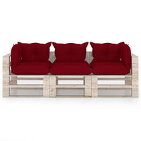 Thumbnail for Garten-Palettensofa 3-Sitzer mit Kissen Kiefernholz
