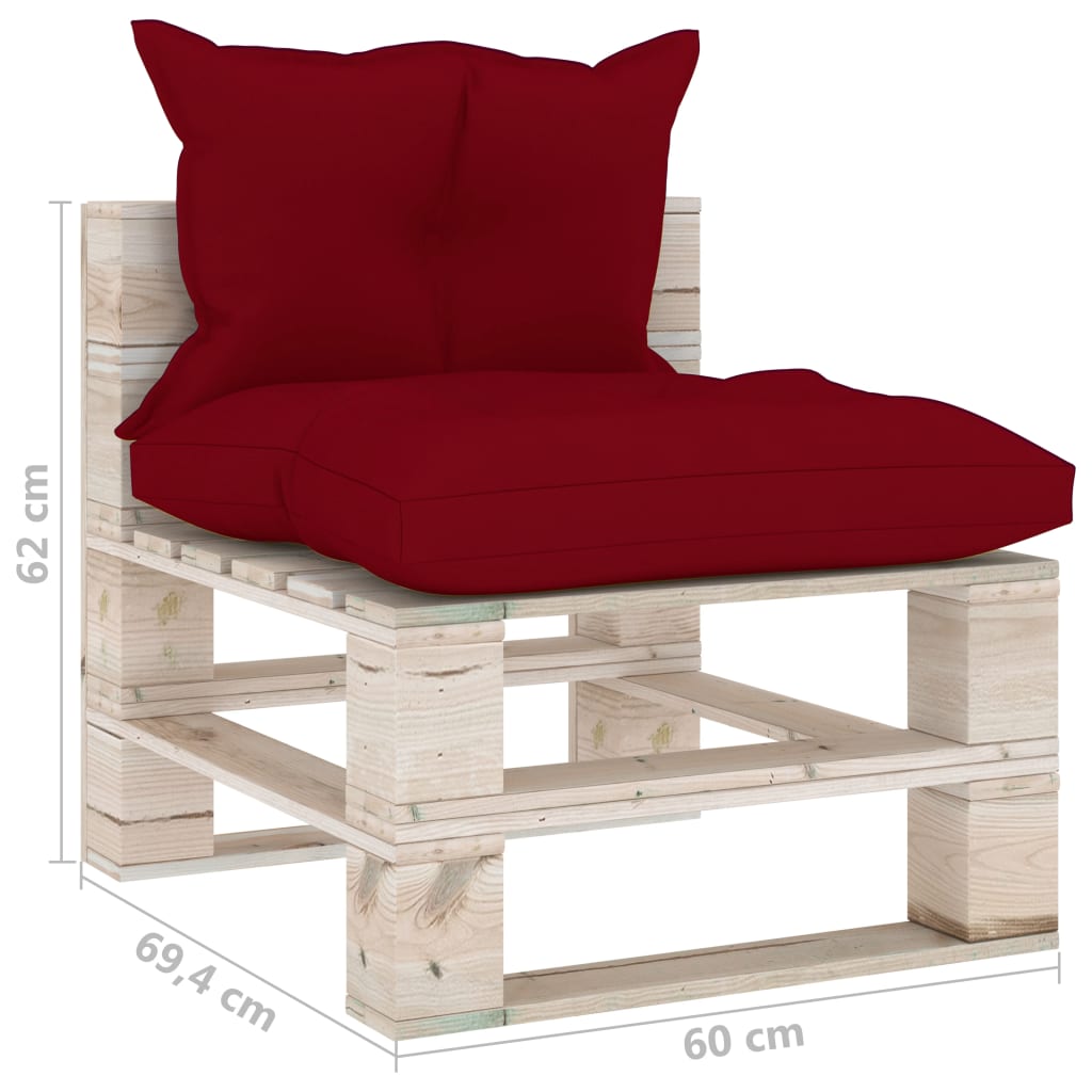 Garten-Palettensofa 3-Sitzer mit Kissen Kiefernholz