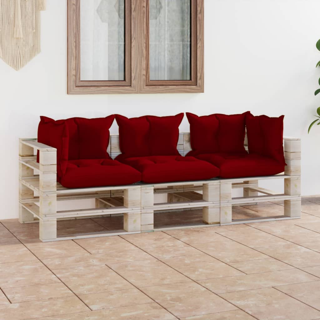 Garten-Palettensofa 3-Sitzer mit Kissen Kiefernholz