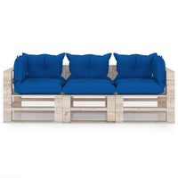 Thumbnail for Garten-Palettensofa 3-Sitzer mit Kissen Kiefernholz