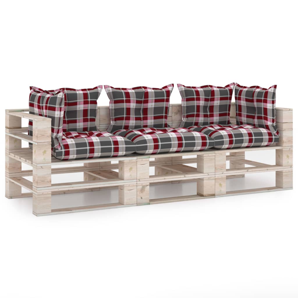 Garten-Palettensofa 3-Sitzer mit Kissen Kiefernholz