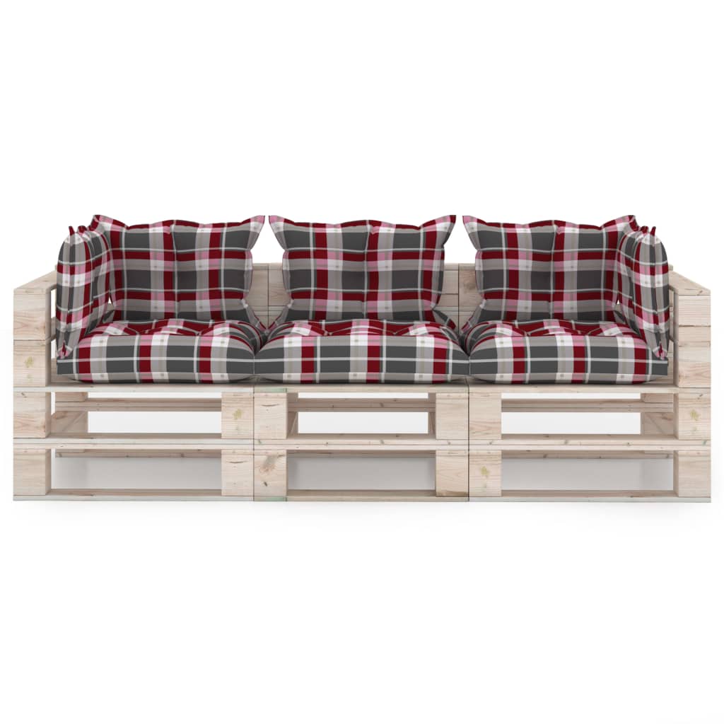 Garten-Palettensofa 3-Sitzer mit Kissen Kiefernholz