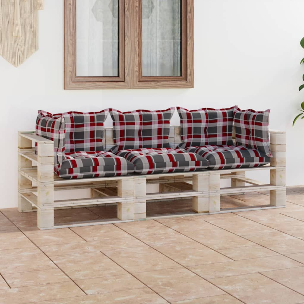 Garten-Palettensofa 3-Sitzer mit Kissen Kiefernholz