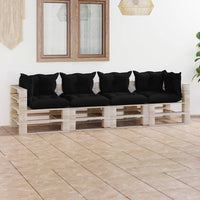 Thumbnail for Garten-Palettensofa 4-Sitzer mit Kissen Kiefernholz