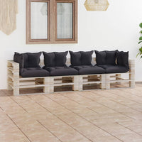 Thumbnail for Garten-Palettensofa 4-Sitzer mit Kissen Kiefernholz