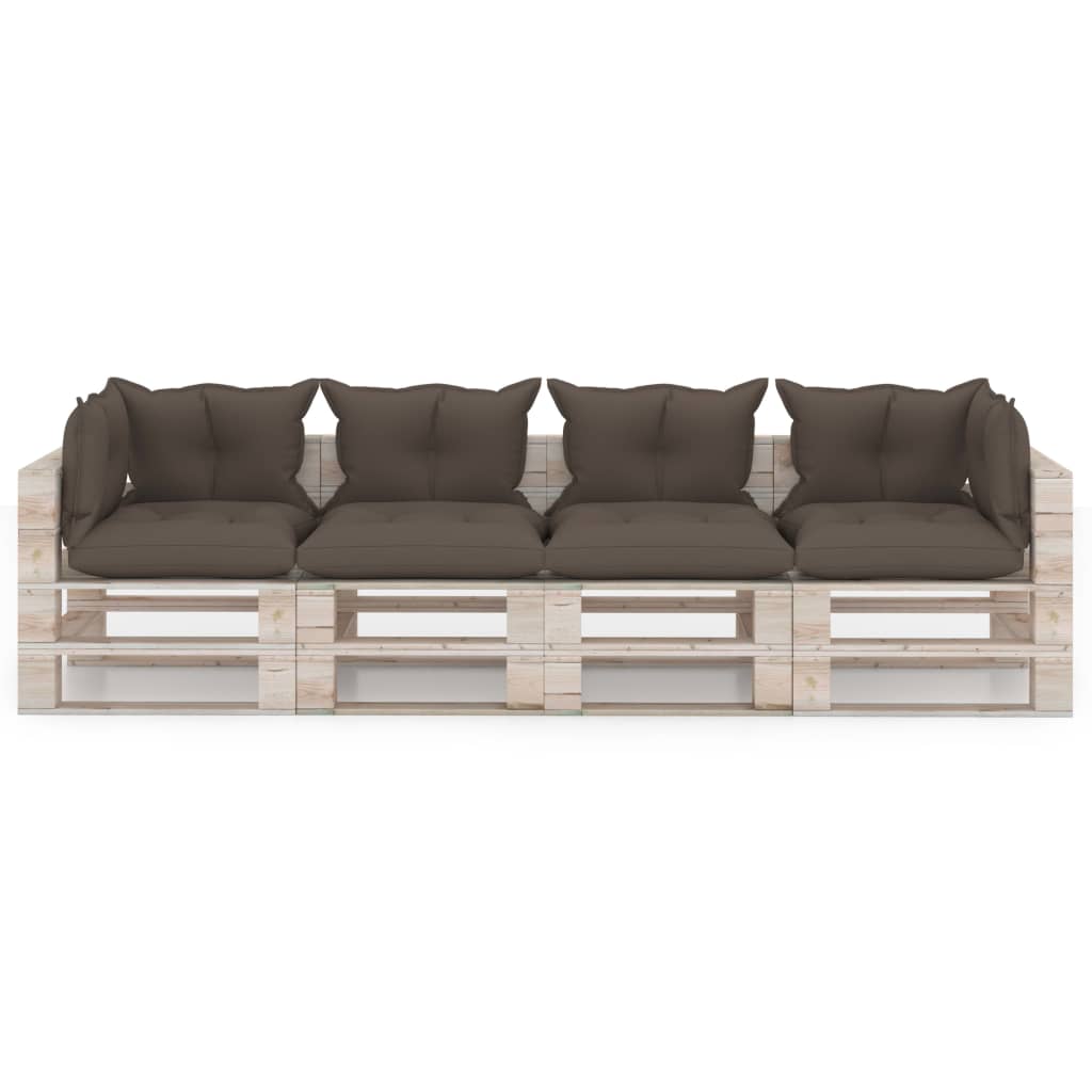 Garten-Palettensofa 4-Sitzer mit Kissen Kiefernholz