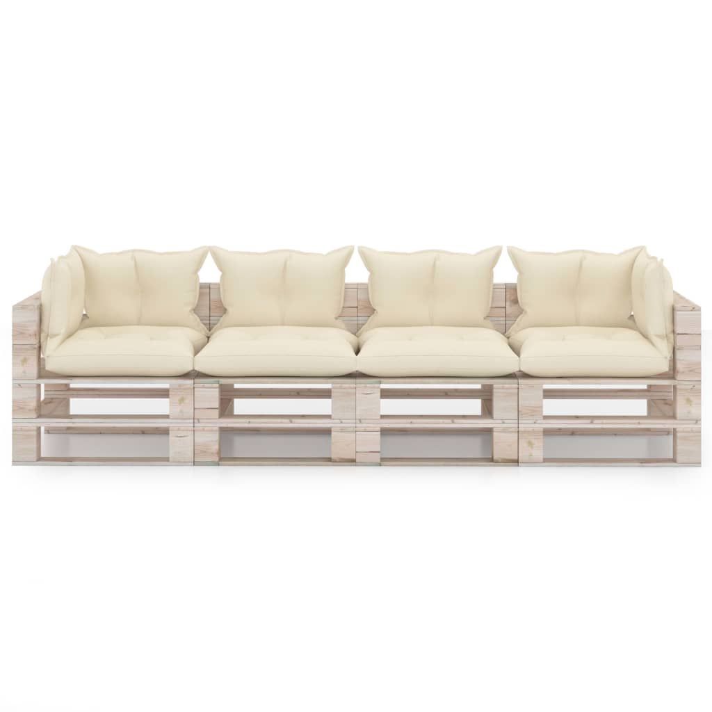 Garten-Palettensofa 4-Sitzer mit Kissen Kiefernholz