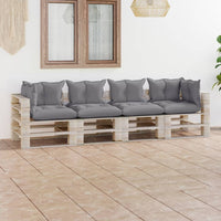 Thumbnail for Garten-Palettensofa 4-Sitzer mit Kissen Kiefernholz