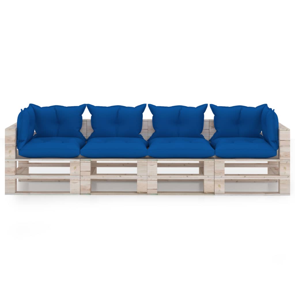 Garten-Palettensofa 4-Sitzer mit Kissen Kiefernholz
