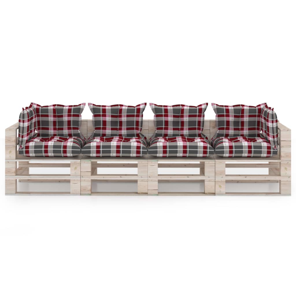 Garten-Palettensofa 4-Sitzer mit Kissen Kiefernholz