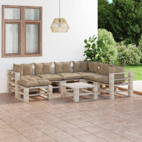 Thumbnail for 8-tlg. Garten-Sofagarnitur aus Paletten mit Kissen Kiefernholz