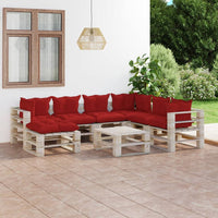 Thumbnail for 8-tlg. Garten-Sofagarnitur aus Paletten mit Kissen Kiefernholz
