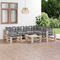Thumbnail for 8-tlg. Garten-Sofagarnitur aus Paletten mit Kissen Kiefernholz