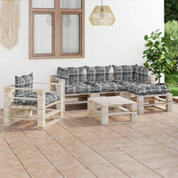Thumbnail for 6-tlg. Garten-Sofagarnitur aus Paletten mit Kissen Kiefernholz