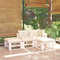 Thumbnail for 4-tlg. Garten-Sofagarnitur aus Paletten mit Kissen Kiefernholz