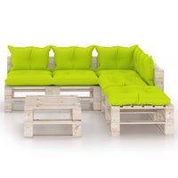 Thumbnail for 6-tlg. Garten-Sofagarnitur aus Paletten mit Kissen Kiefernholz