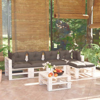 Thumbnail for 6-tlg. Garten-Sofagarnitur aus Paletten mit Kissen Kiefernholz