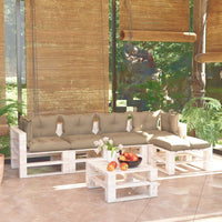 Thumbnail for 6-tlg. Garten-Sofagarnitur aus Paletten mit Kissen Kiefernholz